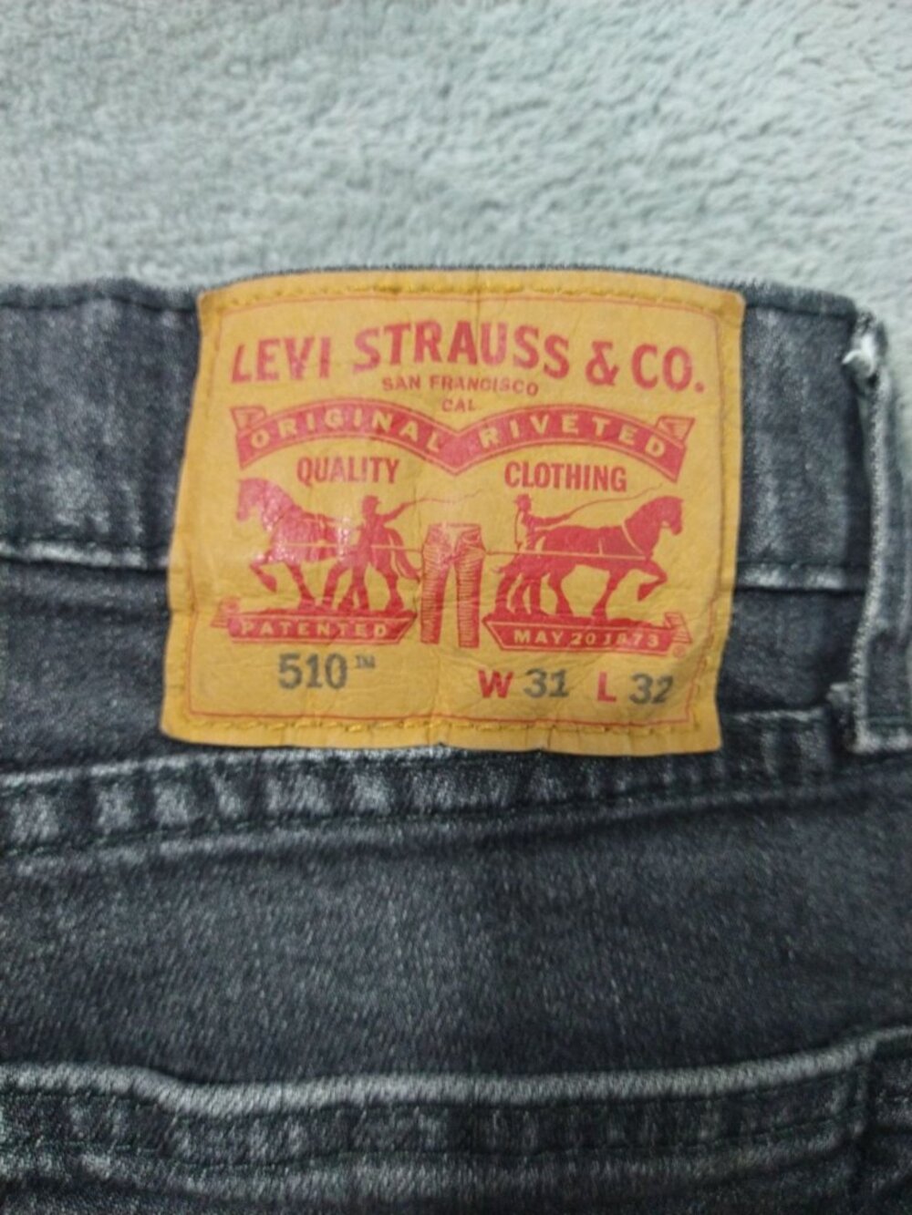 Levis 510 Jeans Mens 31x32 Gray Denim Super Skinny Straight Dark Wash Stretch - Picture 7 of 10